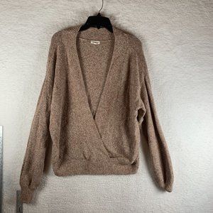 Silence + Noise Sweater Womens‎ Medium Brown Stretch Surplice Neck Anthropologie